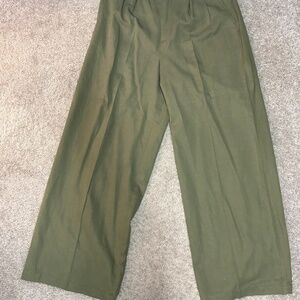 Madewell Harlow Wide-Leg Pant in Drapey Twill, Size 8, Faded Ivy